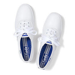 keds WH45750 皮质款低帮纯色白鞋