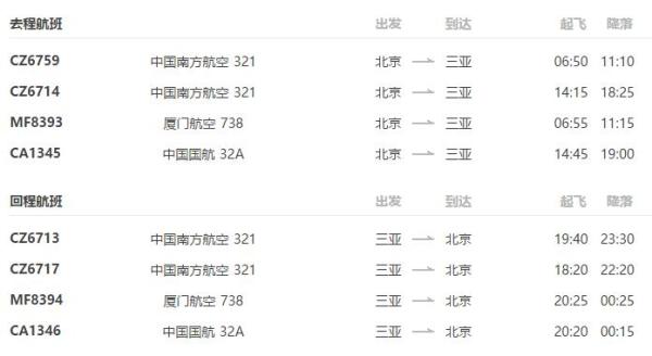 北京-三亚 5天4晚自由行(往返含税机票+全程住宿)
