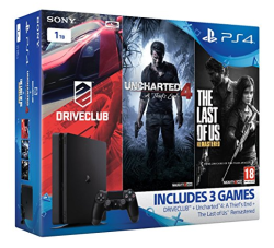 SONY 索尼 PlayStation 4 Slim 1TB（驾驶俱乐部、神海4、美国末日）同捆版