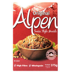 英国原装进口 欧倍（Alpen）瑞士风味燕麦干果早餐（原味）全谷物高纤维营养早餐麦片 375g