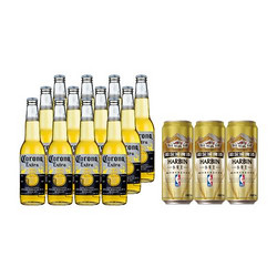 Corona 科罗娜 啤酒 12支装+哈尔滨小麦王 500ml*3听