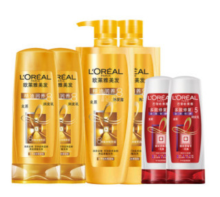 L'OREAL PARIS 巴黎欧莱雅 洗发露护发素套装（精油洗发水 700ml*2瓶+润发乳 400ml*2瓶+修复润发乳 200ml*2瓶）