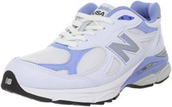New Balance Women's W990 Running Shoe,White/Blue,8 B US