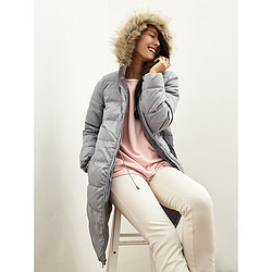 Gap女装 冬季女式连帽中长款羽绒服 压线面包服外套 460716-1 W2