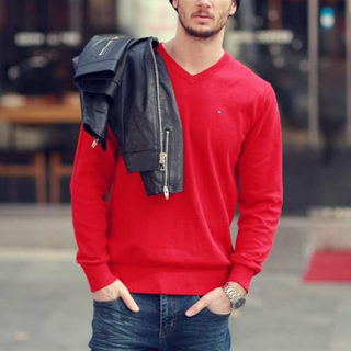 TOMMY HILFIGER 男士V领针织衫