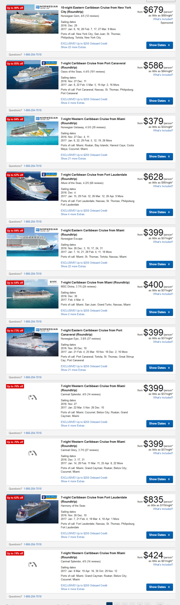 Expedia&Priceline 阿拉斯加/加勒比海邮轮游