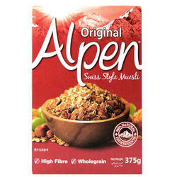 欧倍（Alpen）瑞士风味燕麦干果早餐（原味）麦片 375g*2件