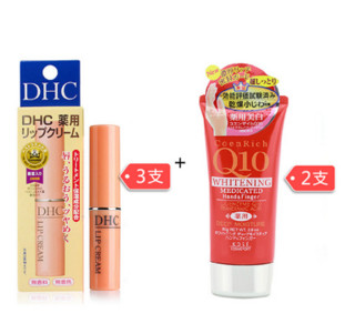 DHC 蝶翠诗 橄榄护唇膏1.5g*3支+高丝 Kose Q10超保湿滋润型美白护手霜 80g*2支