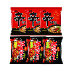 韩国进口方便面三养（ samyang）火鸡面农心辛拉面6连包780g