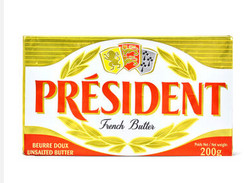 PRESIDENT 总统 发酵型动物淡味黄油块 200g *4件