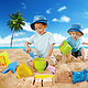 Hape儿童沙滩玩具套装宝宝玩沙子玩具铲子9件套+Hape 翻斗车沙滩玩具车