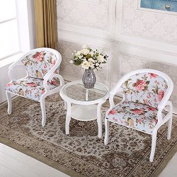 亚马逊秒杀 1098元 蓝湖之舟休闲沙发椅 凳三件套阳台桌椅实木框架围椅圈椅桌椅三件套组合卧室椅子凳子田园多少钱 什么值得买