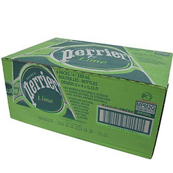 perrier 巴黎水 天然有气矿泉水 青柠味 330ml*24(法国进口)