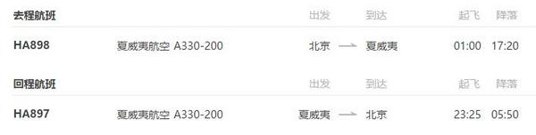 北京-夏威夷 8天5晚半自助游(机票+住宿+欧胡岛一日游)