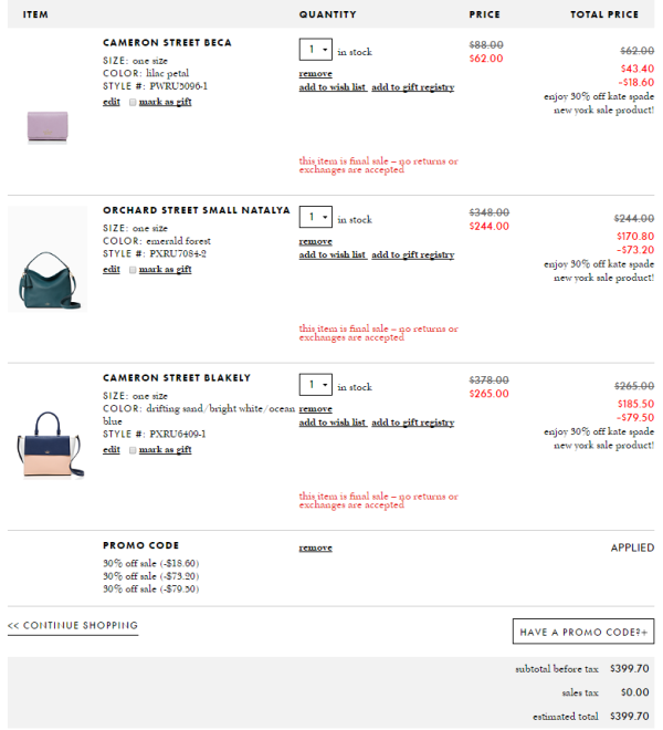 Kate Spade NEW YORK美国官网 促销区精选包款