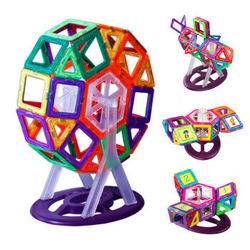 3Q宝贝 114件奇趣摩天轮套装 磁力片百变提拉拼插积木  儿童3D立体拼装拼插教具