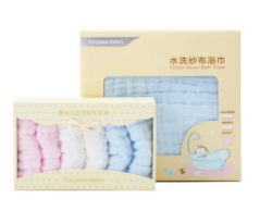 PurCotton 全棉时代 纯棉婴儿纱布组合 纱布浴巾*1条+纱布手帕*6条/盒 