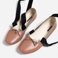 ZARA 16444101098 女款真皮绑带单鞋