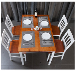 Homestar 好事达 戈菲尓 温琴实木餐桌椅 白色+棕色（1桌+4椅）