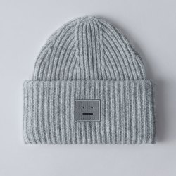 Acne Studios Pansy H Wool 罗纹无檐便帽/笑脸帽 