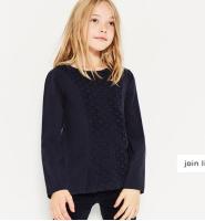 ZARA 02335101401 女童凸纹蕾丝T恤