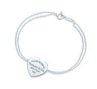Tiffany & Co 蒂芙尼 29633444 双链心形银饰吊牌手链