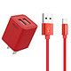 洛克（ROCK）双口USB充电器/头+苹果数据线iPhone7/6s/6Plus充电线 1米 ROCK新年红套装
