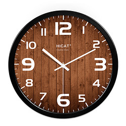 HICAT 10寸欧式创意木纹静音挂钟