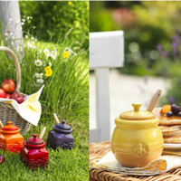 酷彩Le Creuset  PG1015-1070 炻瓷蜂蜜果酱糖浆存储罐（含搅拌棒） 黄色 450ml 