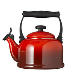 Le Creuset 传统鸣笛 B0001M0ACK 珐琅碳钢烧水壶 2.1L 樱桃红