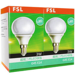 FSL 佛山照明 LED灯泡 3W E14 暖白光 2支装