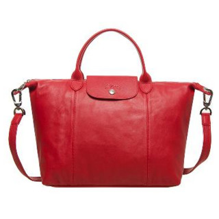 LONGCHAMP 珑骧 Le Pliage Cuir 中号短柄羊皮 女士手提斜挎包 1515 737 127 蓝色 中号