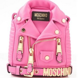 MOSCHINO 女士经典机车夹克皮衣款 羊皮双肩包 小号