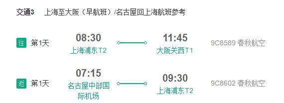 上海-大阪+名古屋4-14天含税机票