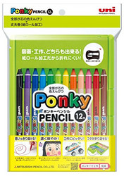 uni 三菱 PONKY 儿童安全12色彩色铅笔