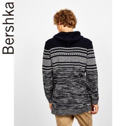 Bershka 06969547400 男士带连帽提花针织衫