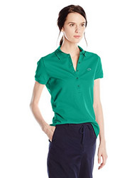 LACOSTE slim fit 女款5扣纯色短袖Polo衫