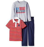 TOMMY HILFIGER 汤米·希尔费格 男孩纯色长袖/POLO衫和裤子套装 61640110-99 红色/灰色 90cm
