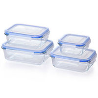 Hömmy 佳佰 饭盒耐热玻璃保鲜盒4件套(1大2中1小)*3件