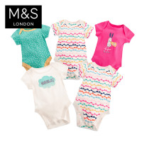 M&S 马莎童装 女婴0至3个月短袖连体衣 T787303 5件装