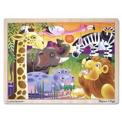 Melissa & Doug 美丽莎和豆豆 木质拼图 非洲草原 24片