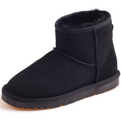 OZWEAR UGG OB017女士MINI BOOTS系列羊毛一体低筒雪地靴 黑色 限39 3双