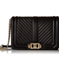 REBECCA MINKOFF CHEVRON QUILTED SMALL LOVE 女士斜挎包  Black