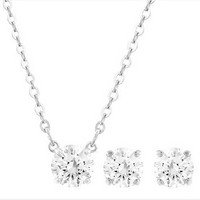 送礼佳品：SWAROVSKI 施华洛世奇 5113468 Attract Round 银色套装（项链*1条+耳钉*1对）*2套