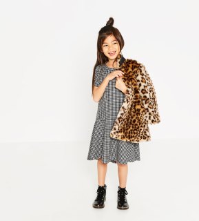 zara09853701800vichy女童格纹短袖连衣裙