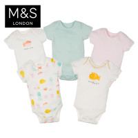 M&S 马莎 童装女婴新生儿多样短袖连体衣 5件装