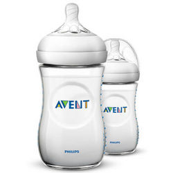 飞利浦 AVENT 新安怡 宽口径自然PP奶瓶 260ml对装(奶嘴1月+)