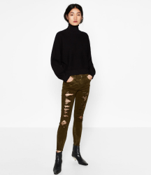ZARA 09632241505 紧身剪洞中腰裤