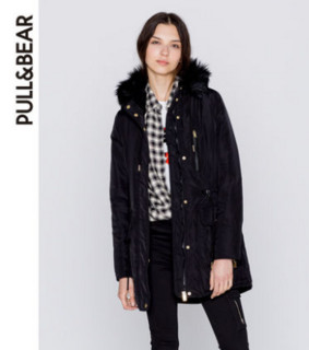 PULL&BEAR 女士 毛连帽尼龙派克外套