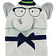 Luvable Friends 婴儿纯棉动物造型浴巾包被 57052CH 灰色聪明大象 84*84cm